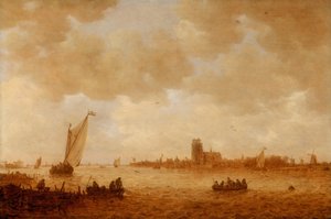 Uitzicht op Dordrecht met de Grote Kerk over de Maas door Jan Josephsz van Goyen